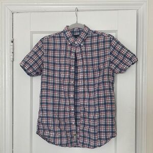 J. Crew Mens Short Sleeve Linen Flannel Button Up Size S